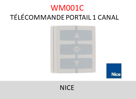 [WM001C] TÉLÉCOMMANDE PORTAIL NICE 1 CANAL